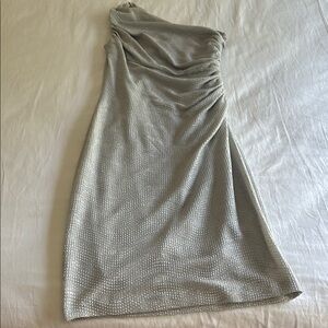 Lauren Ralph Lauren Silver Asymmetrical Ruched Cocktail Dress